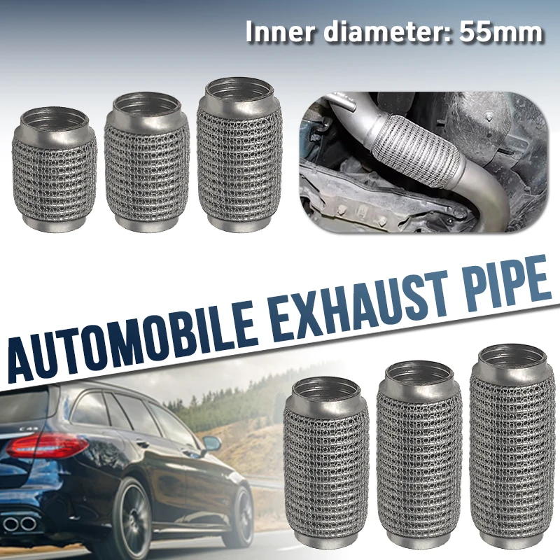 Universal 201 Stainless Steel Car Exhaust Tube Telescopic Flexible Connection Mesh Bellows Muffler Pipe Connector Welded