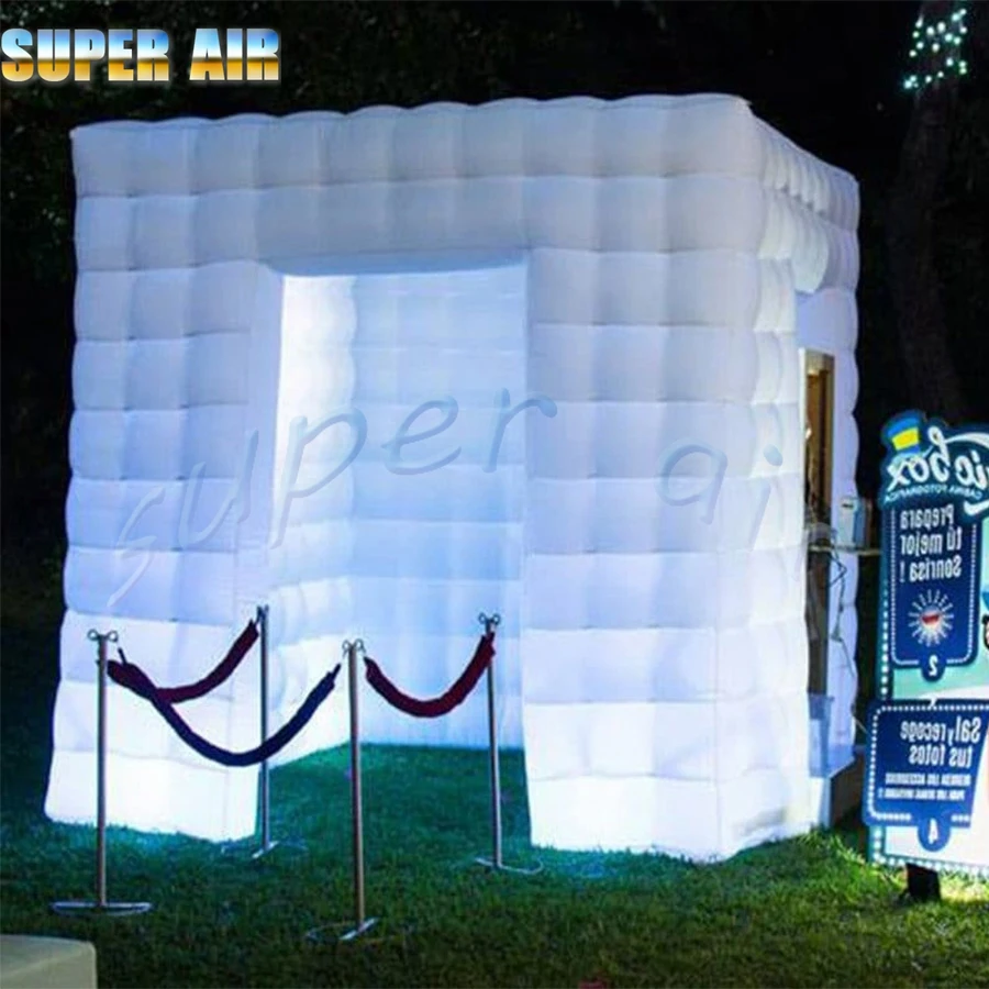 Square nice quality  inflatable photo booth with LED light  for trade show