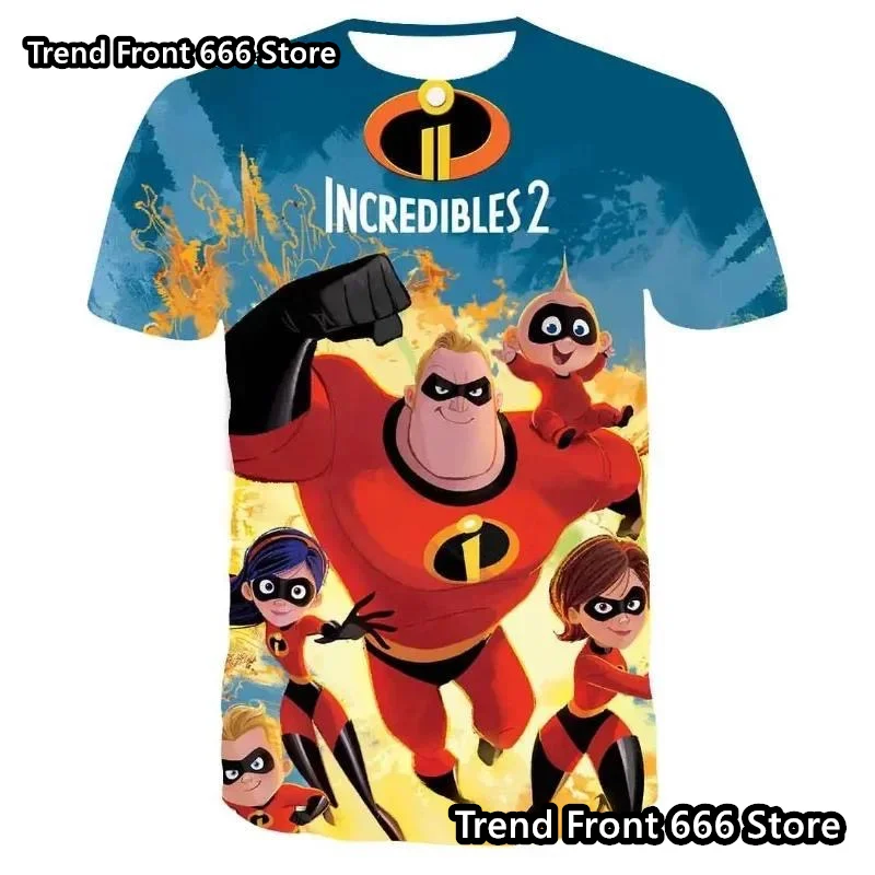 New Arrive Summer Kids Men's short-sleeved The Incredibles classic anime T Shirt Boys Girls Crewneck Casual Parent-Child t shirt