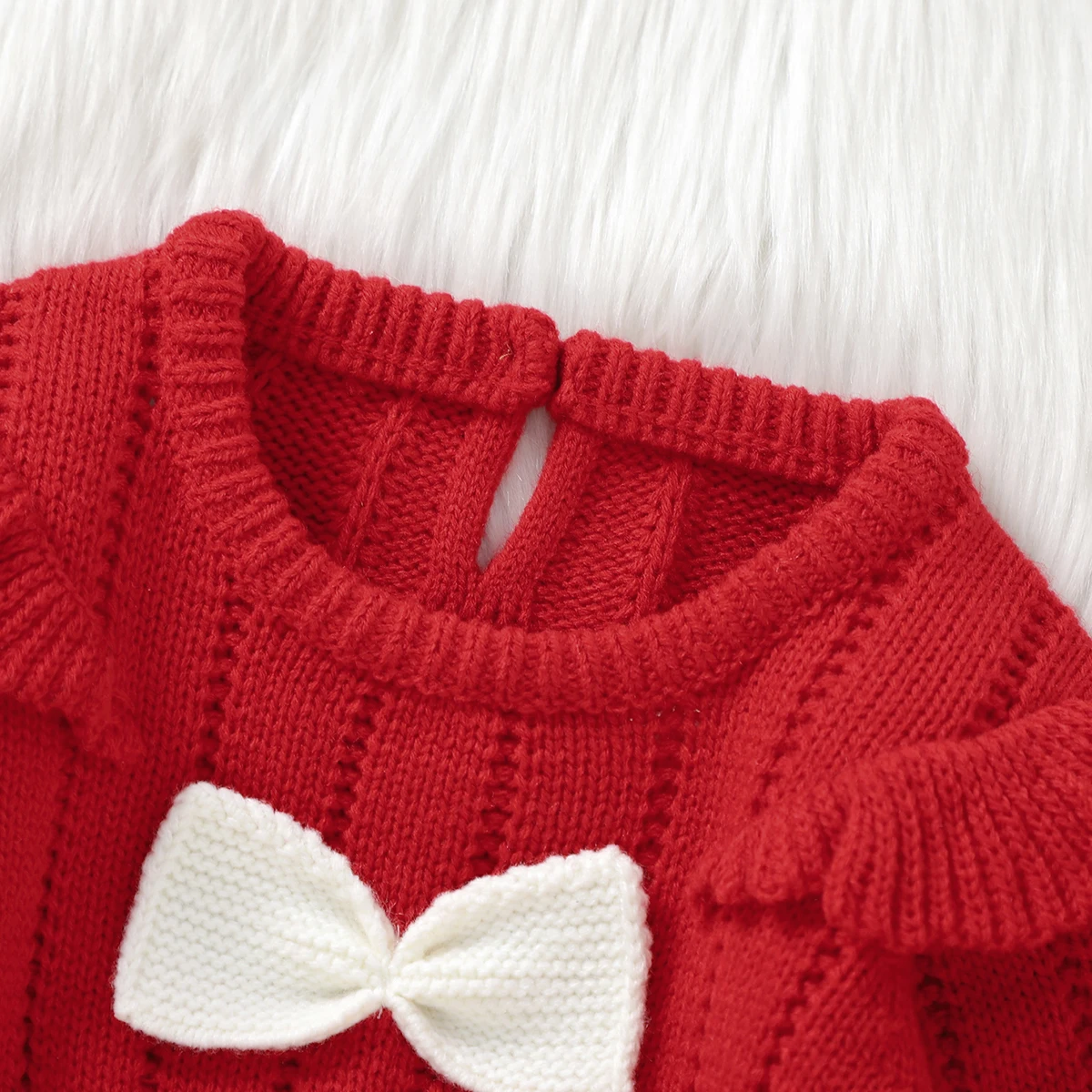 Baby Bodysuits Knitted Infant Kid Clothing Fashion Solid Tie Overalls 0-18M Newborn Girl Red Jumpsuit Long Sleeve Autumn Rompers