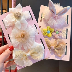 3 Pcs/Set Cute Rabbit Ears Baby Girl Headbands Turban Lace Flower Princess Bows Baby Headband Hair Band Hair Accessories