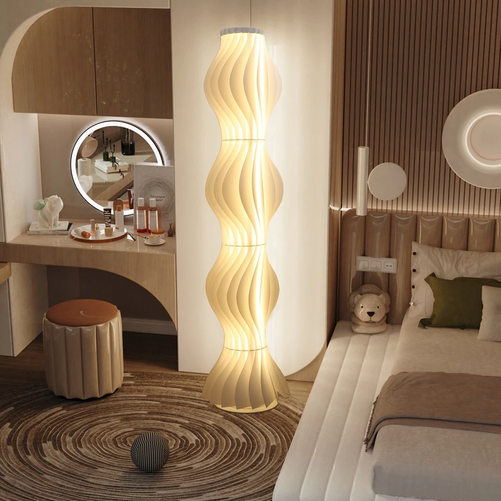 Lampadaire LED à colonne à intensité variable avec abat-jour design jupe Hula, lampe haute d'angle pour salon, chambre à coucher ou décoration de bureau.