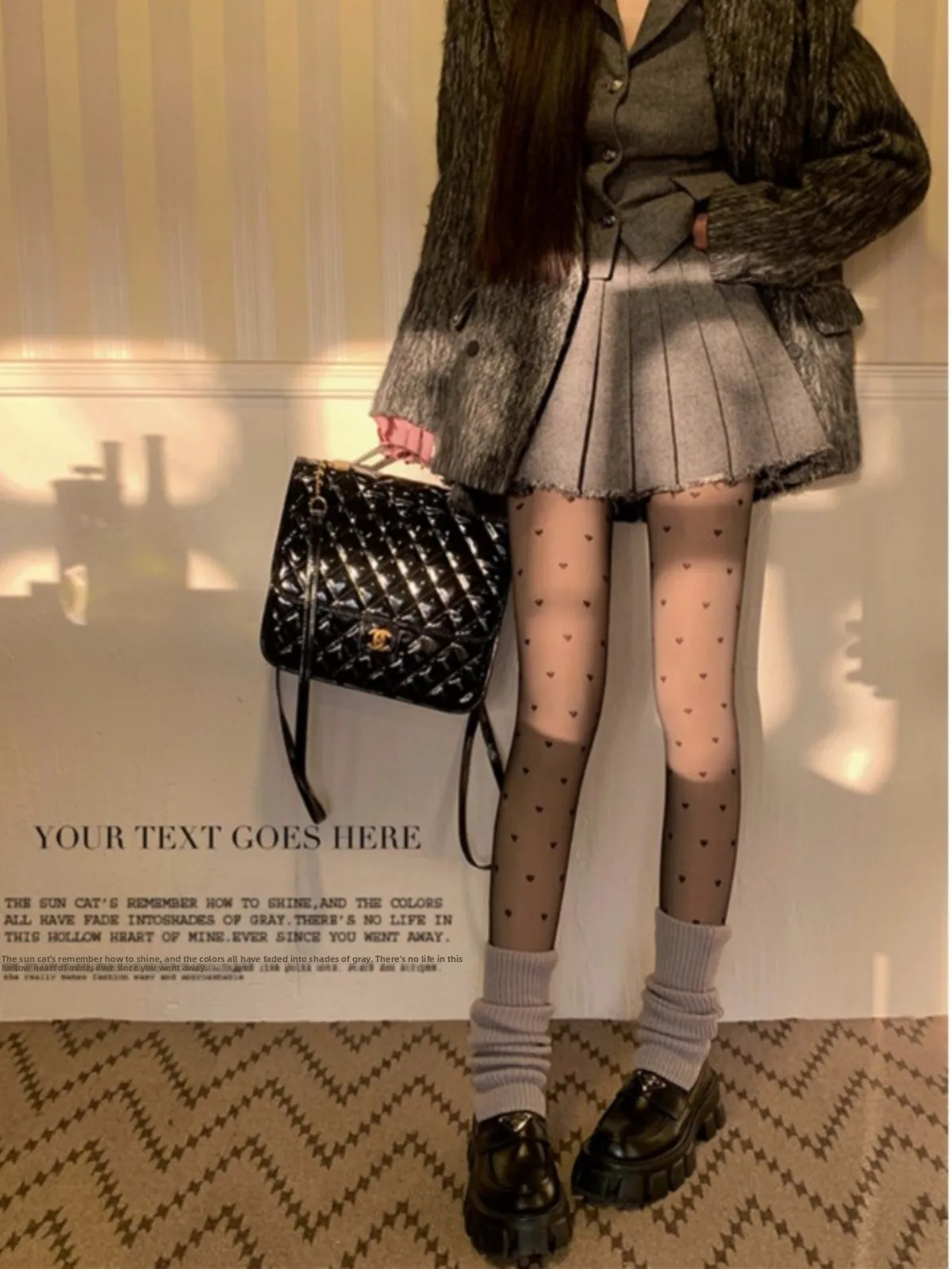 Fleece Lined Thickened Summer New Women's Transparent Elastic Thin Patterned Heart Stockings High Waist Bottoming Pants