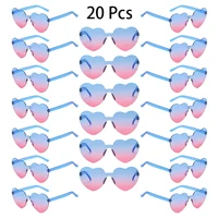 20 Uds. Gafas de sol con forma de corazón para mujer, gafas de sol Rave multicolores con gradiente sin montura a la moda, bonitas gafas de sol para decoración para vacaciones en la playa