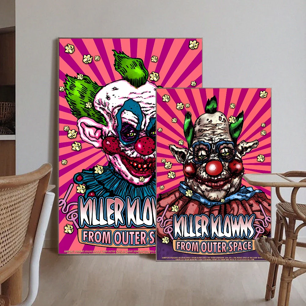 Killer Klowns from Outer Space Self-adhesive Art Poster Whitepaper Sticker DIY Room Bar Cafe Wall Decor