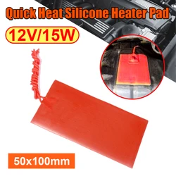 12V 15W Car Fuel Heater Mini Silicone Pad Heater 5x10CM Car Fuel Engine Fuel Tool Heating Pad Heated Waterproof Mat Accessories