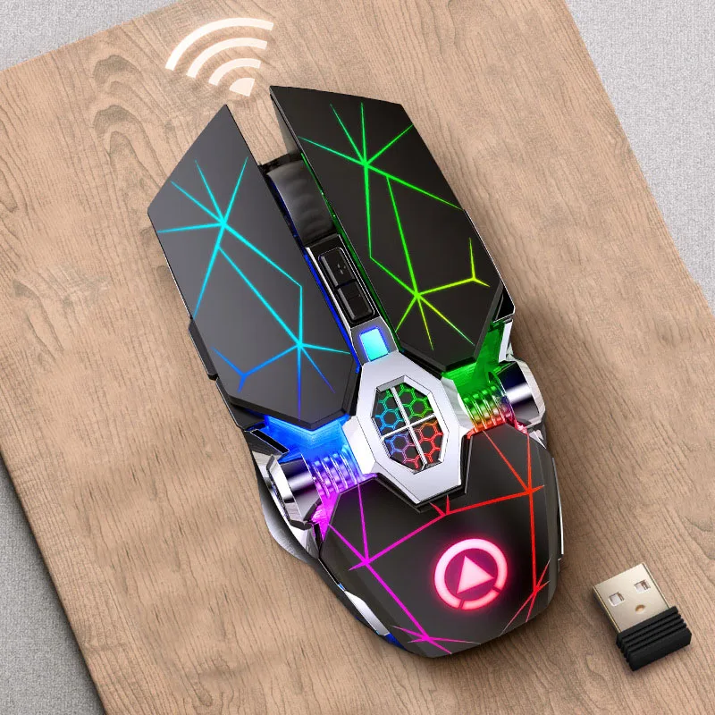 Wireless Optical 2.4G USB Gaming Mouse 1600DPI 7 Color LED Backlit Rechargeable Silent Mice For PC Laptop