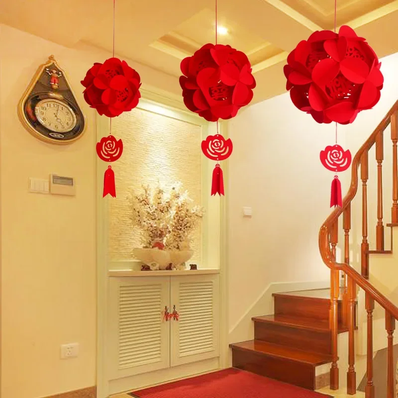 China Tradition Red Double Happiness Lantern Wedding Decoration Set Love Wedding Artificial Setting Marriage Room Decor Lanterns