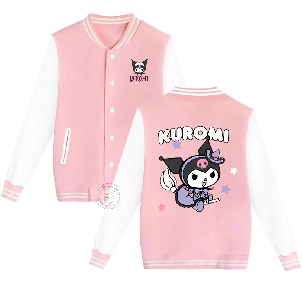 Sanrio Kids Fall/Winter Thickened baseball Uniform Boys & Girls Naughty Kumi Print warm coat Casual Fashion jacket