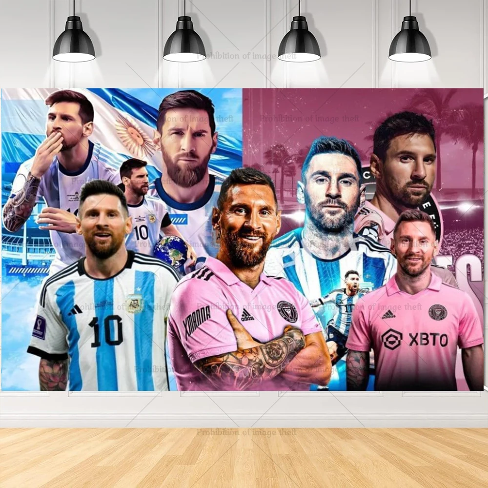 Fußballspieler Argentinien-Leo-Messi-Thema Fans Geburtstag Party Banner Hintergrund Kuchen Topper Nummer Ballon Dekor Requisiten Kinder Geschenk