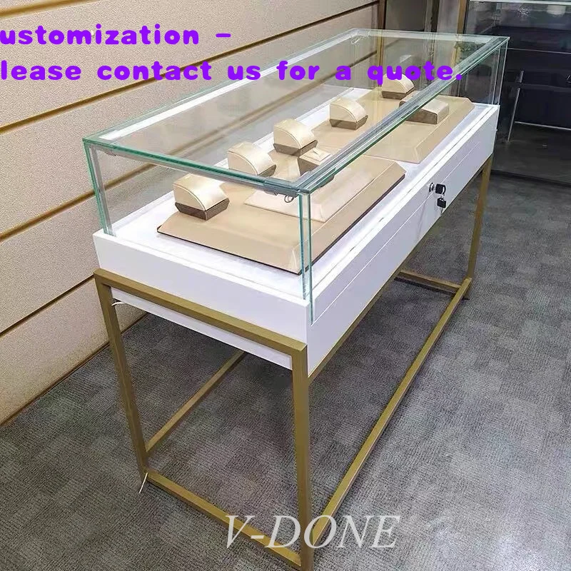 

custom.Modern Jewellery Shop Interior Design Luxury High-end Glass Jewelry Display showcase Counter Jewelry Display Cabinet