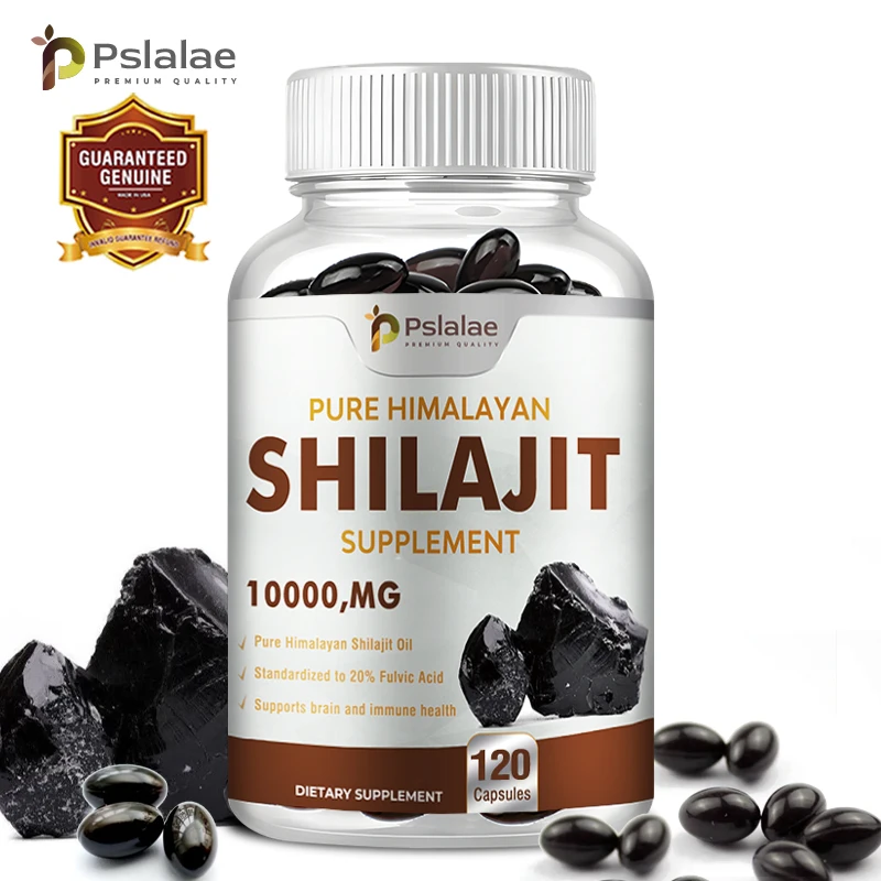 Pure Himalayan Genuine Shilaijt Resin Capsules Formulated with 20% Fulvic Acid - 10:1 Extract 10,000 Mg Extra Strength