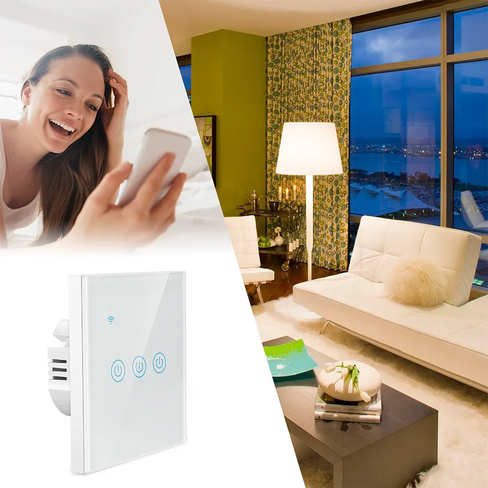 Interruttore della luce Tuya di sicurezza dorata ZigBee Smart Home Touch Interruttore da parete in vetro Interruttore da parete UE Alexa Google Home Assistant