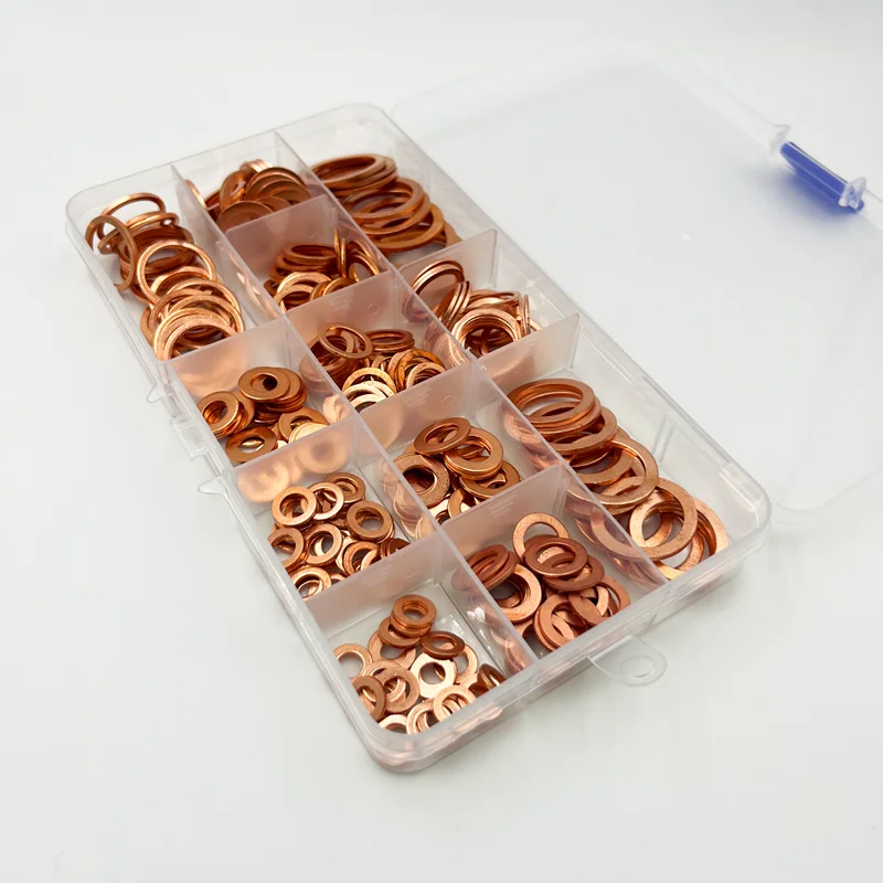 Copper Washer Gasket M4 M5 M6 M8 M10 M12 M14 M16 M18 M20 Boat Red Brass Copper Crush Sealing Washer Flat Seal Ring Gasket Washer