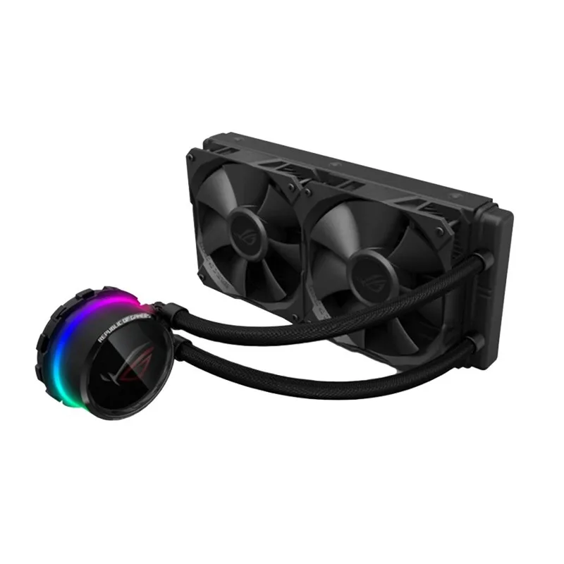 ROG 240RGB Water Cooling AIO Liquid CPU Cooler 240mm Radiator Dual 120mm 4-Pin PWM Fan with OLED Panel & Fan Control