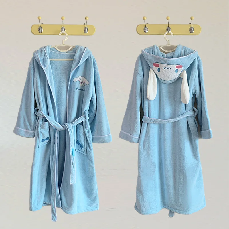 

Kawaii Sanrio Melody Kuromi Cinnamoroll Bathrobe Pajama Water Absorbing Quick Drying Bathing Bath Towel Cartoon Sleeping Robe