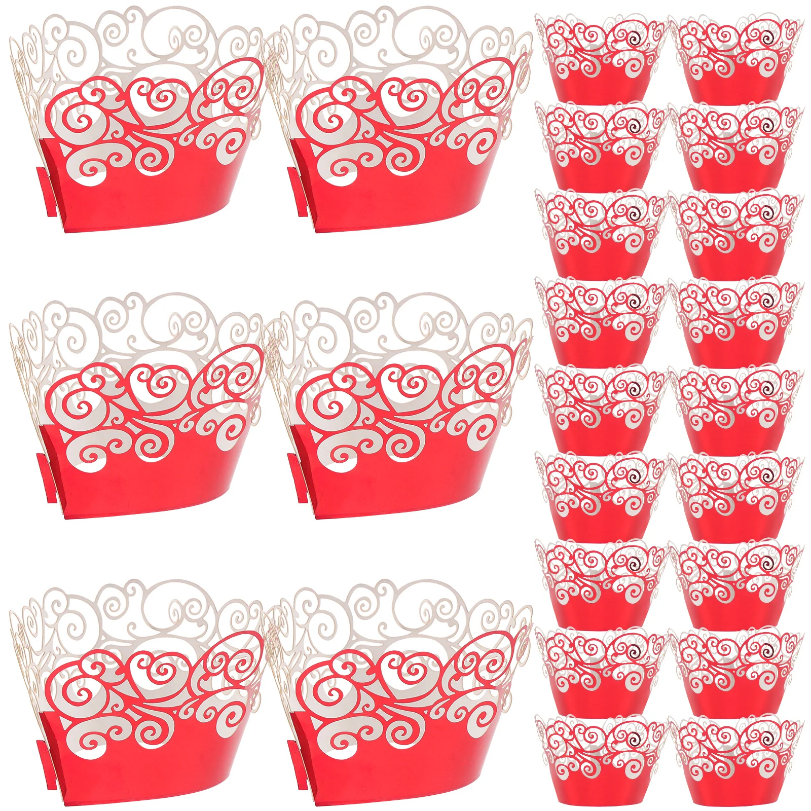 

50pcs Aluminum Foil Cupcake Liners Hollow Muffin Wrappers Gold Foil Baking Cups Non-Stick Disposable Bulk Cake for Party