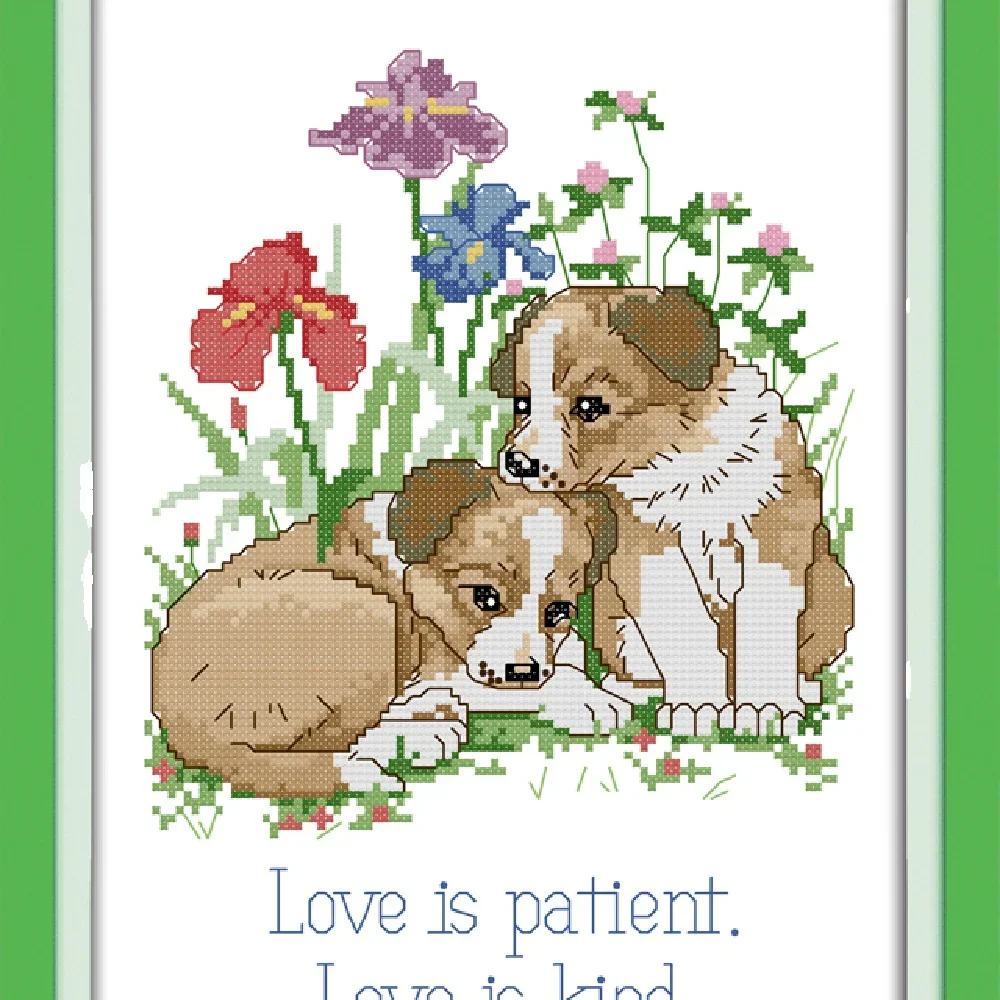 مجموعة غرز متقاطعة مطبوعة جديدة من Joy Sunday، مجموعة تطريز قماشية مختومة بنمط Aida سهلة الحب الأبدي #1