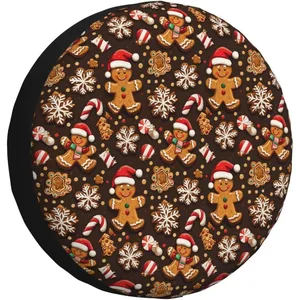1pc Rv Spare Tire CoverWheel - Christmas Gingerbread for Man Print Camper Wheel Covers for Trailer Tires, Waterproof