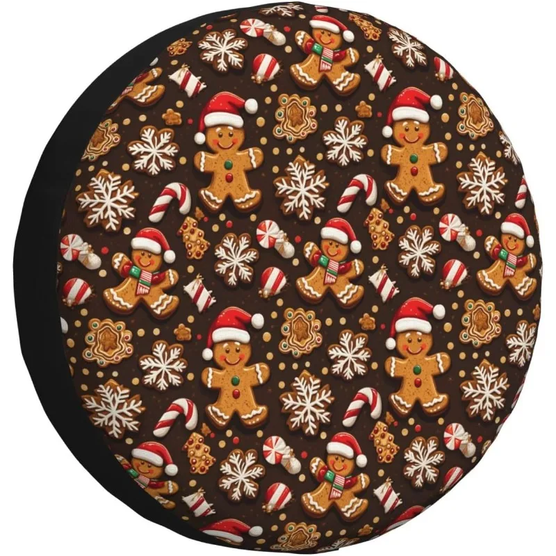 1pc Rv Spare Tire CoverWheel - Christmas Gingerbread for Man Print Camper Wheel Covers for Trailer Tires, Waterproof