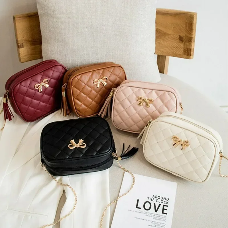 

New Fashion Female Shoulder Bag Rhombus Embroidered Solid Color Chain Women Shoulder Crossbody Casual Trendy Phone Bag