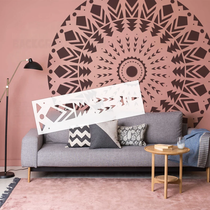 170cm - 250cm Wall Stencil For Plaster Painting Decorative Template Furniture Makers To Paint Giant Mandala Huge Round S403