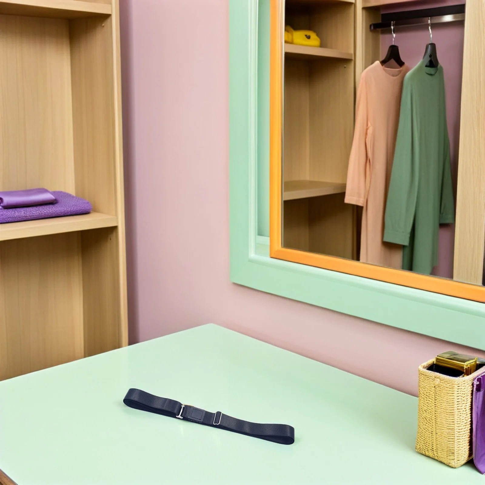 قميص أسود 2.5 سم، حزام قابل للتعديل للرجال والنساء، قميص مدسوس خالٍ من التجاعيد، مشبك قوي من النايلون المرن، ملابس مكتبية يومية