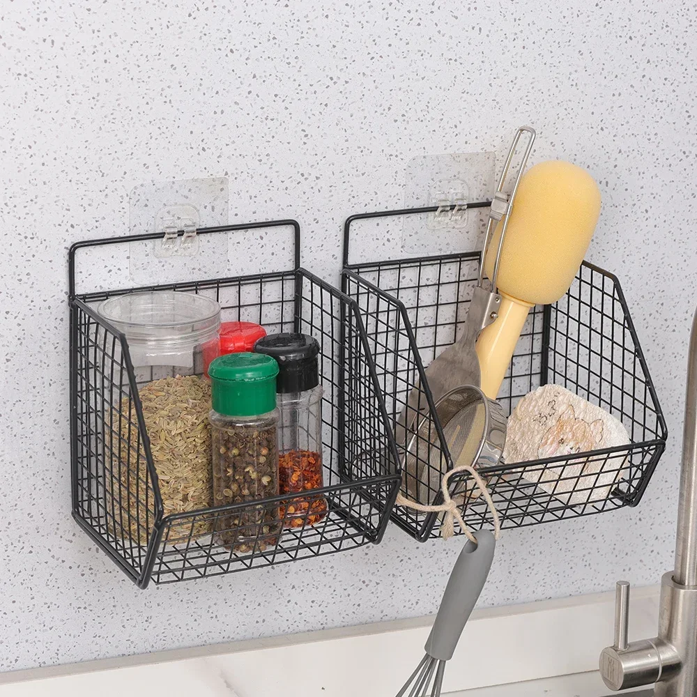 Wall Mounted  Rack Vegetables Fruits Holder Onion Garlic Condiments Spice Single Layer  Shelf Organizer Sink kitchen with filter