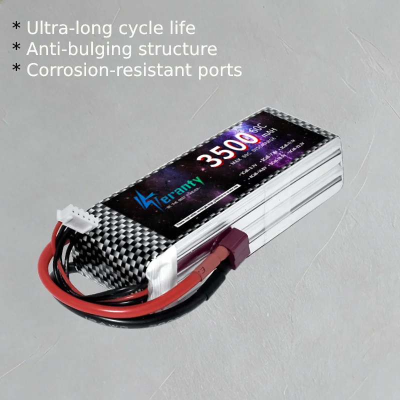 Teranty V2.0 4S 14.8V 3500mAh 60C LiPo Battery 1/2 Pack High Discharge Battery for RC Car Drone Boat Multirotor Quadcopter V2.0