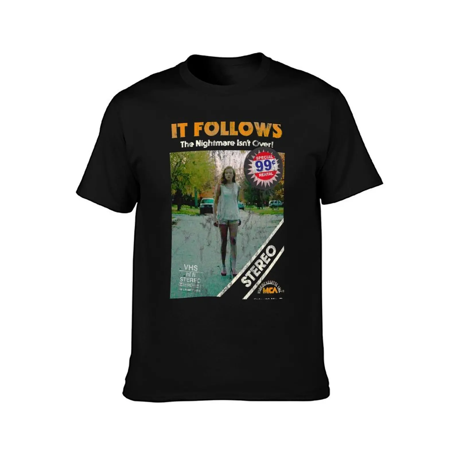 Steelberg VHS Cover: It Follows T-Shirt, Summer Casual Cotton Tee, Oversized Streetwear Tops, Vintage Graphic Print, 100% Cotton
