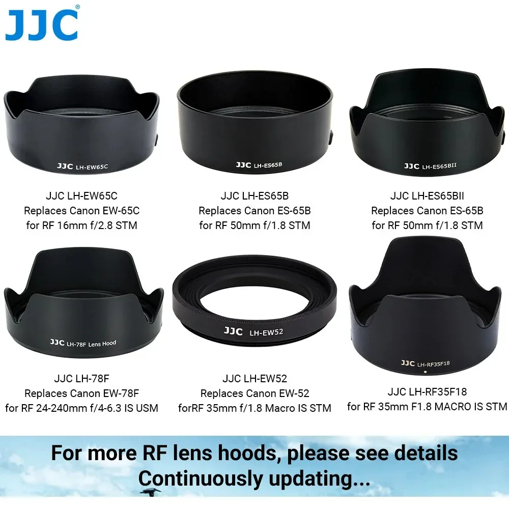 JJC Lens Hood for Canon RF Lens for Canon EOS R RP R3 R5 R6 R7 R10 Camera Accessories EW-65C ES-65B ET-74B
