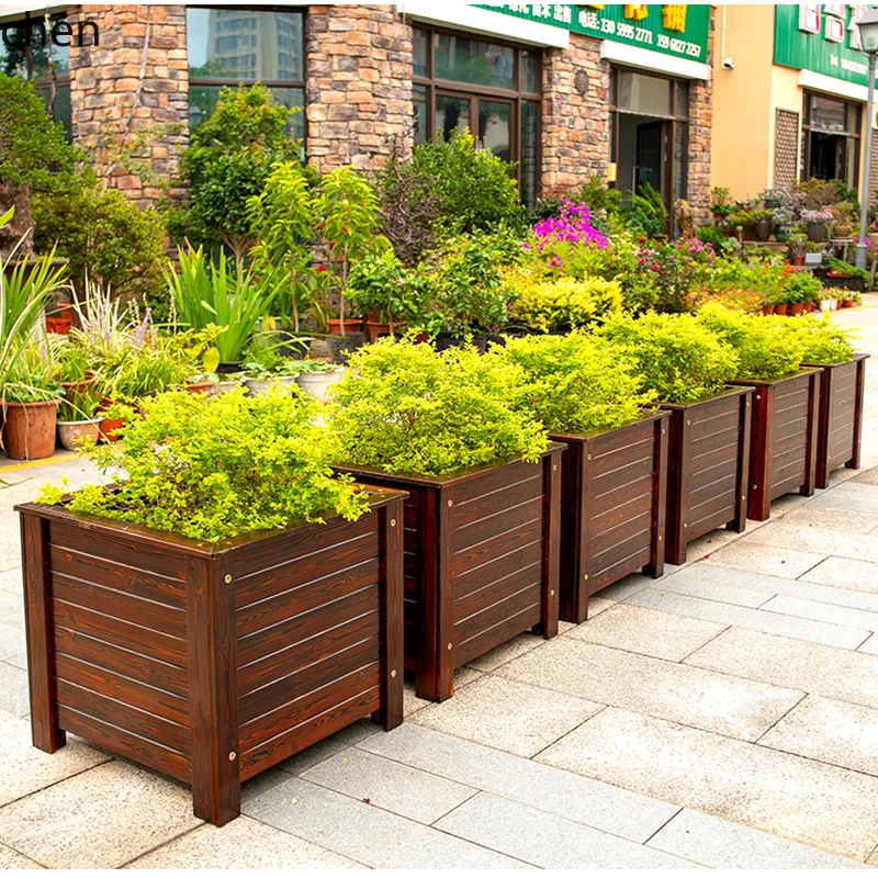 

YXY Outdoor Flower Box Rectangular Solid Wood Planting Box for Patio and Garden Special Flower Bed
