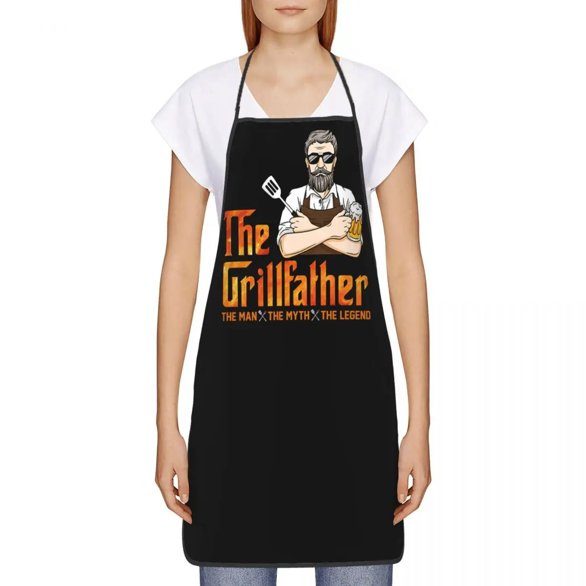 The Grillfather Funny Aprons Men Women Fathers Day Gift Adult Unisex Kitchen Chef Bib Tablier Cuisine Cooking Baking Gardening