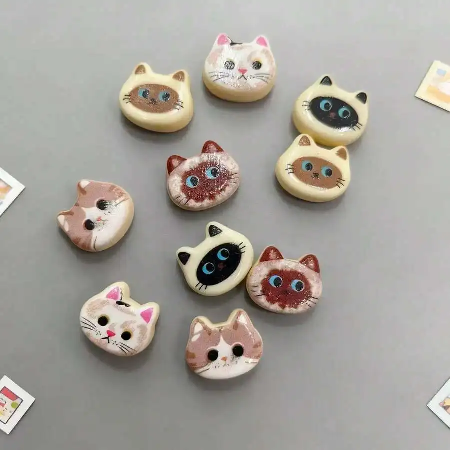 10Pcs Cute Cat Head Refrigerator Magnet Suitable for Home Decoration and Kitchen Decoration