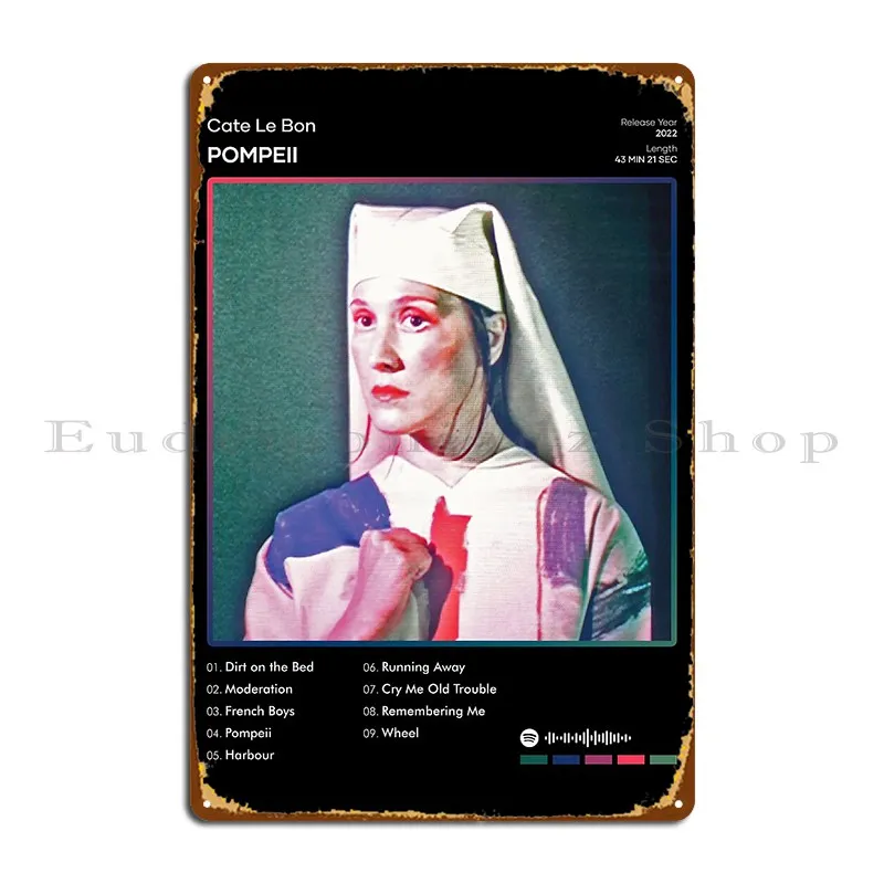 Cate Le Bon Pompeii álbum de seguimiento, cartel de placa de Metal, diseño divertido, cartel de estaño impreso en el Club
