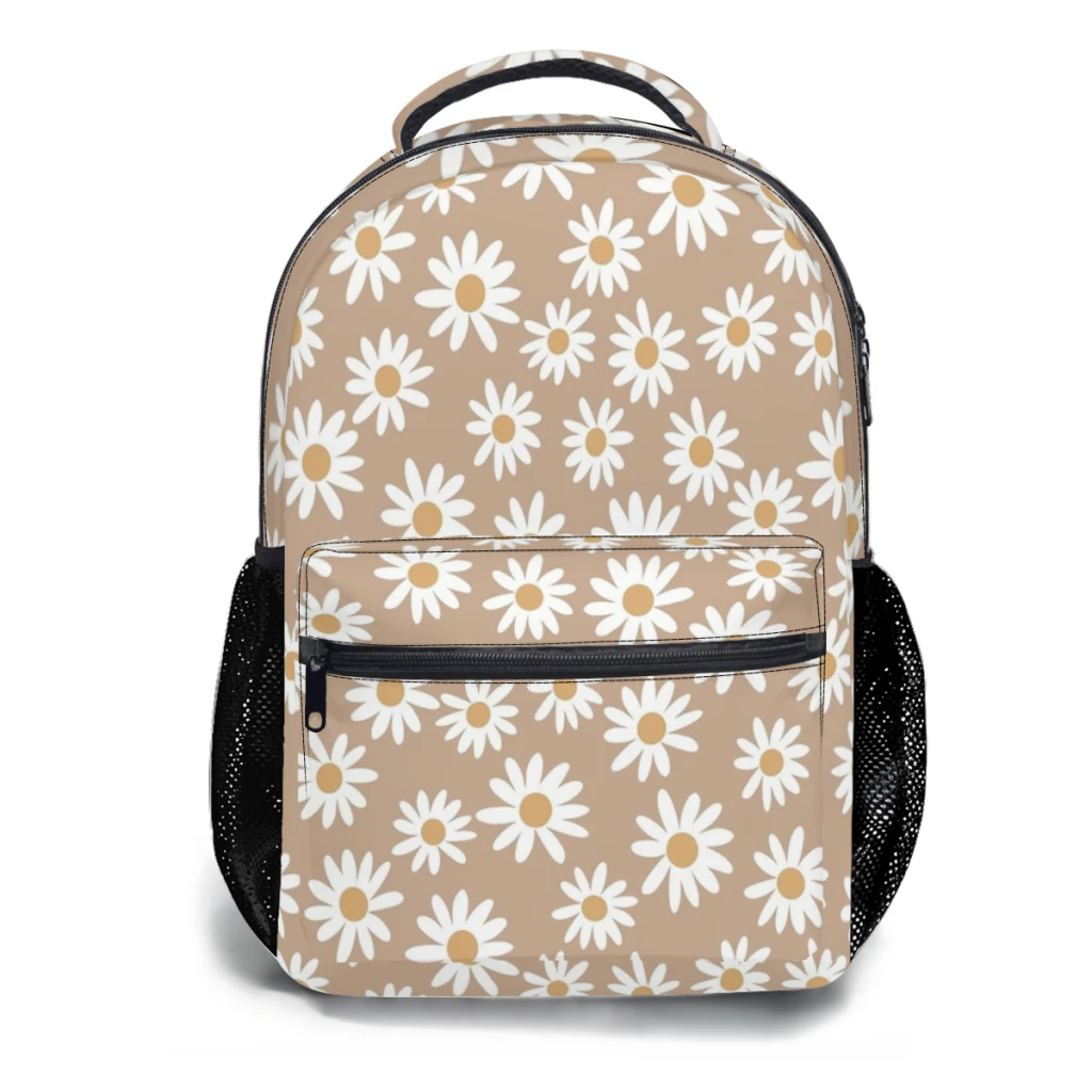 Light Daisies - daisy pattern flower New Female Fashion High Waterproof College Backpack Laptop Travel Book Bag 17inch