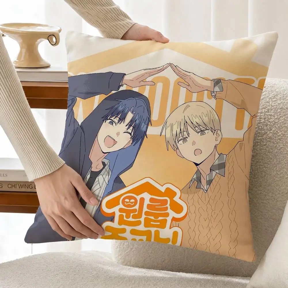 So Cute Funny Manhwa One-Room TA Customizable Square Cushion Cover Double Sided Print Pillow Case