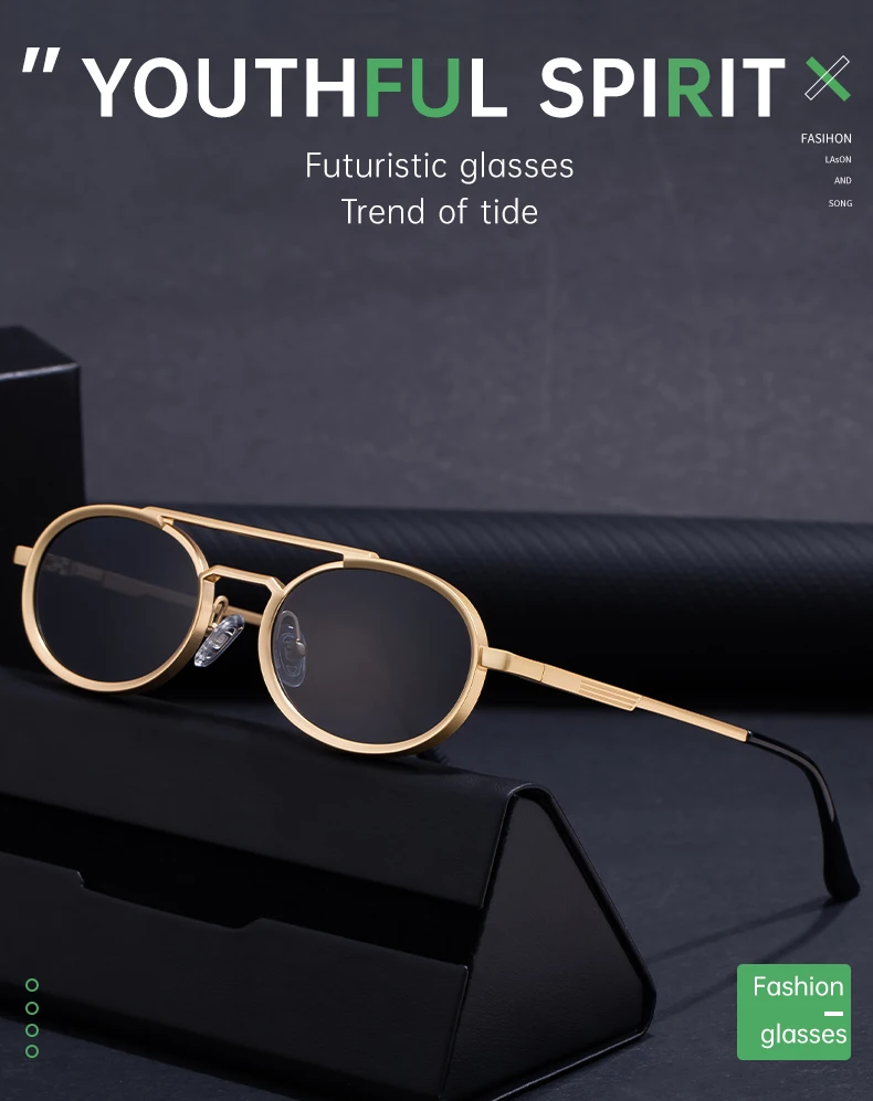 Ovale Steampunk-Sonnenbrille mit kleinem Rahmen für Damen, 2026, luxuriöse Vintage-Rundsonnenbrille für Damen, Doppelstrahl-Brille für Damen – Detail 3
