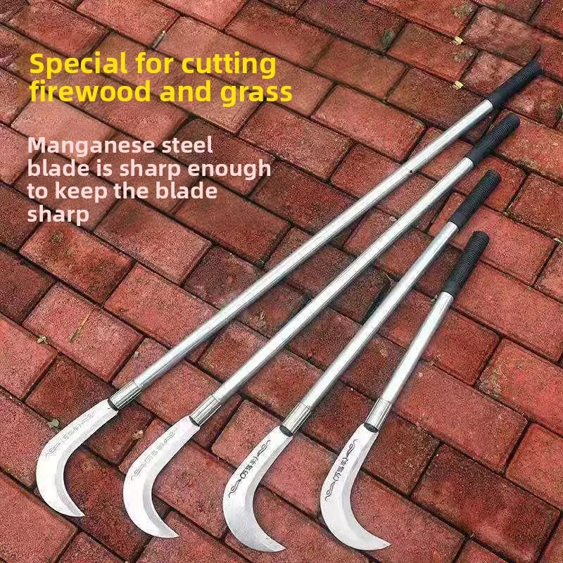 Long Handle Farm Sickle Wood Cutting Grass Trimming Pruning Tree Cutting Land Reclamation Multi Purpose Outdoor Garden