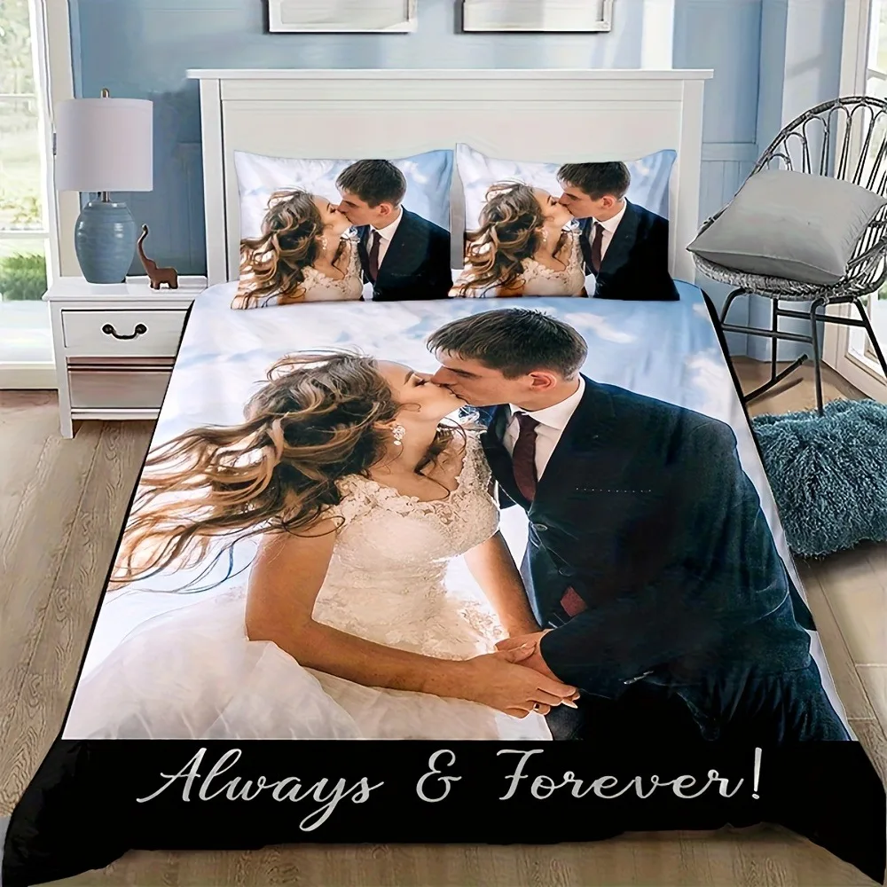 2/3pcs Customized Bedding Set Your Photo Custom Print Duvet Cover Set Single Twin Queen King Size for Home Decor Birthday Gift