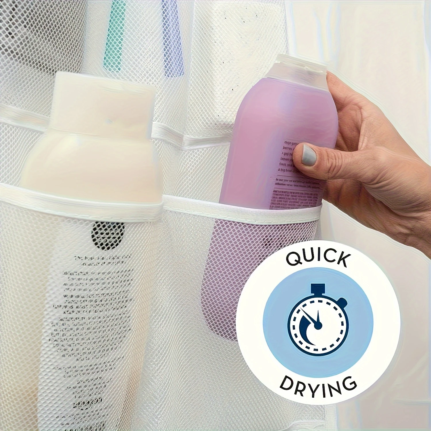 Organizer per doccia sospeso a 7 tasche con tasche in rete, borsa da bagno per shampoo, sapone, luffa - bianco, durevole, senza elettricità R