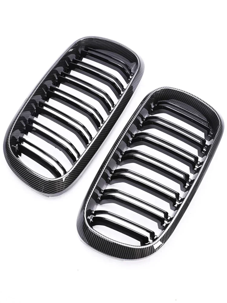 Double Slat M Color Grille Car Front Bumper Kidney Carbon Grill For BMW X5 X6 F15 F16 2014-2018 Car Accessories Replacement Part