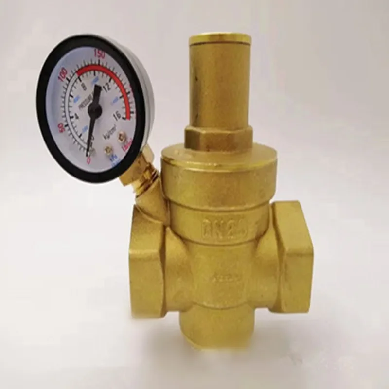 

PN1.6 Water Pressure Reducer DN20 3/4" Brass Adjustable Pressure Regulator Reducing Maintaining Valve with Gauge Meter 85*63mm