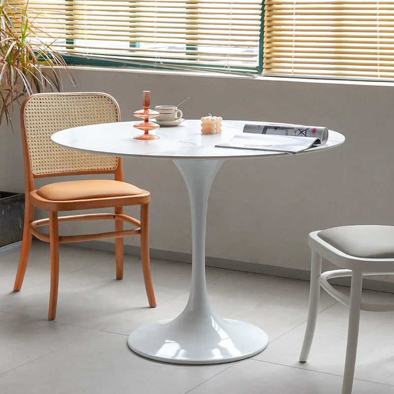Slate dining table round modern simple small apartment restaurant white light home