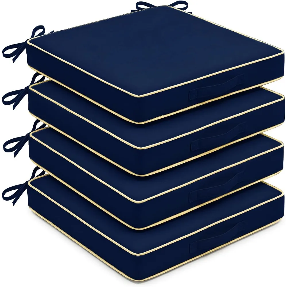 4 Pack Square Outdoor Seat Cushions - Patio, Lawn, Garden, Camping - Weather-Resistant, 19