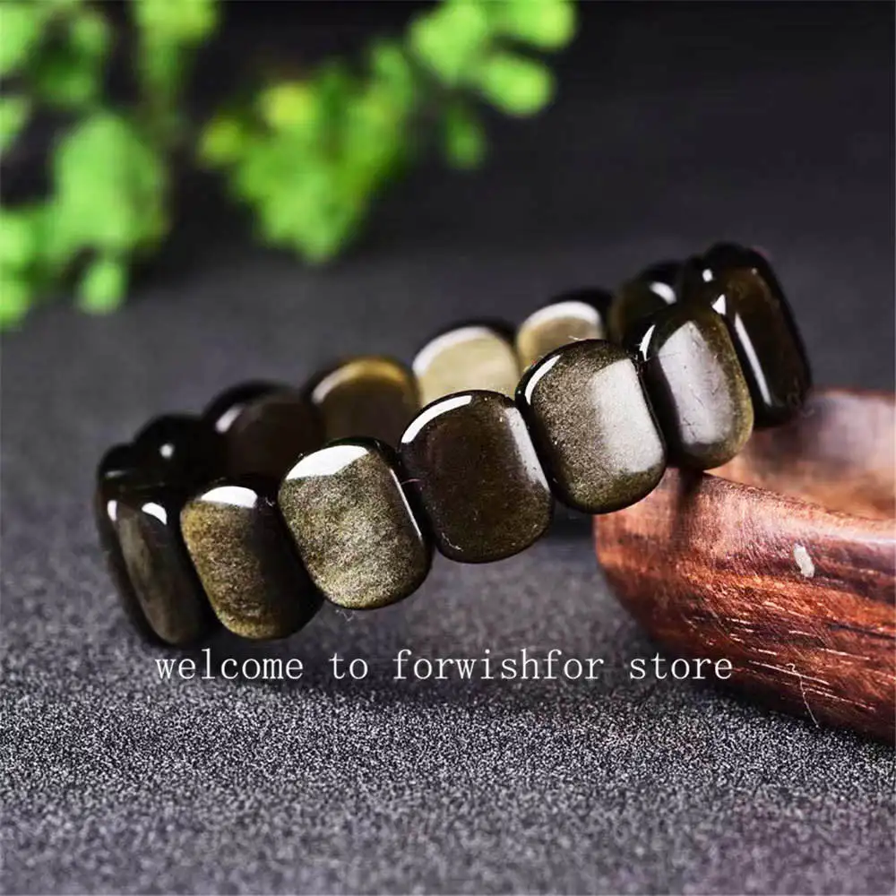 Boutique Auction Natural Ice Obsidian Gold Obsidian Men's Jade Hand Row Atmospheric Gem Jade Bracelet Send Certificate