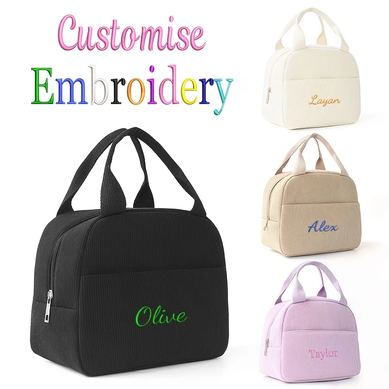Customized Name Food Thermal Insulated Bag Kid School Lunch Box Bags For Couples Unisex Portable Food Storage Student Lunch Bag