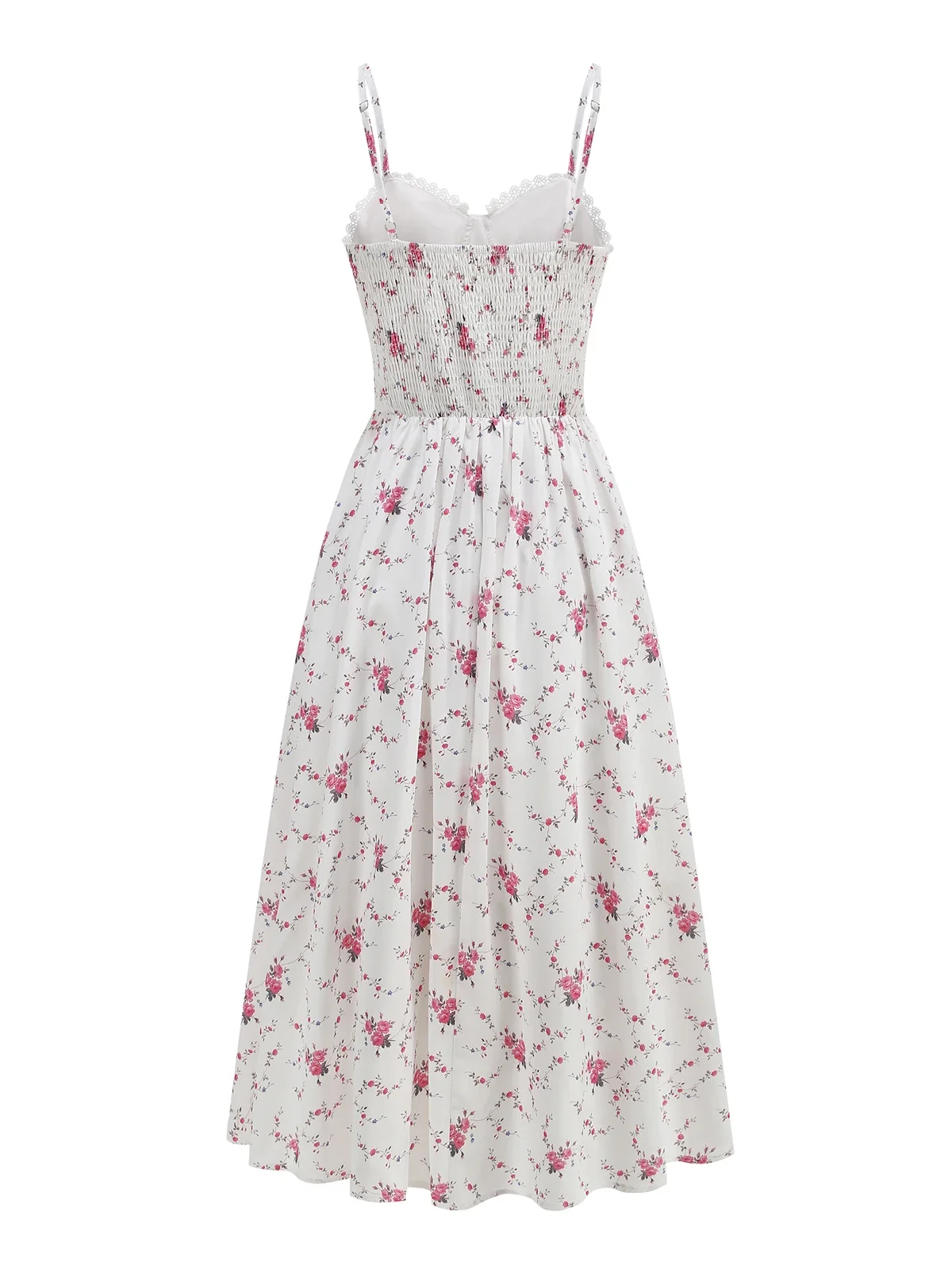 Lace Trim Spaghetti Strap High Waist Prom Party Long Dresses 2025 Floral Summer Women Floral Print Evening Cocktail Night Dress