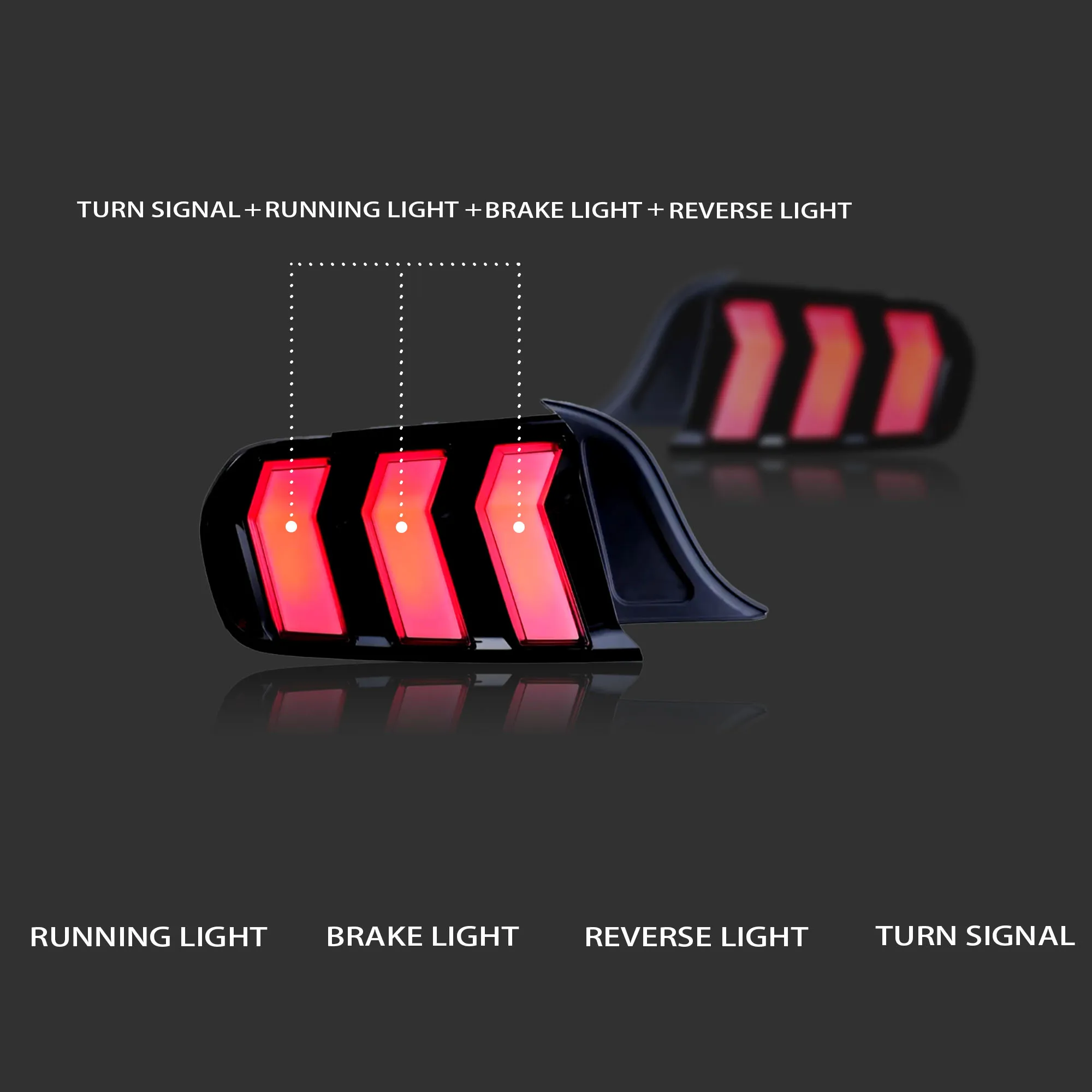 Pair Of Car Tail Light Assembly For Ford mustang 2015-2018 Brake Flowing Water Flicker Tail Lamps Plug and Play Taillights