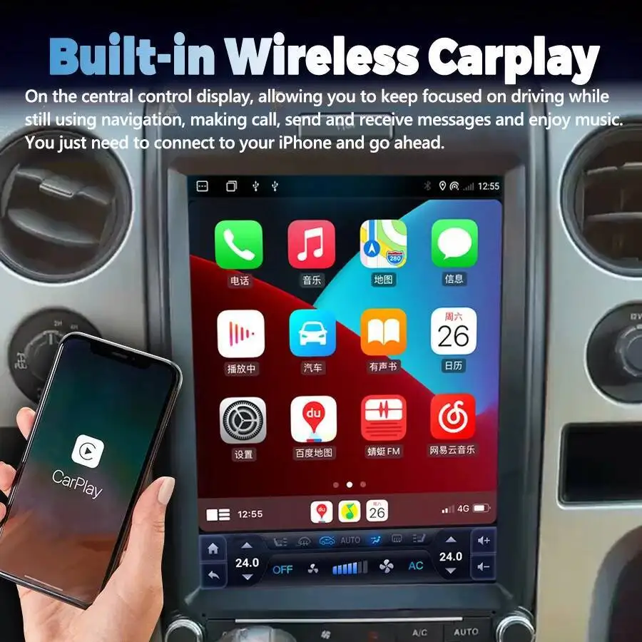 Unidade principal do reprodutor de vídeo multimídia de android para ford f150 f 150 raptor 2013-2015 rádio estéreo do carro 2 din